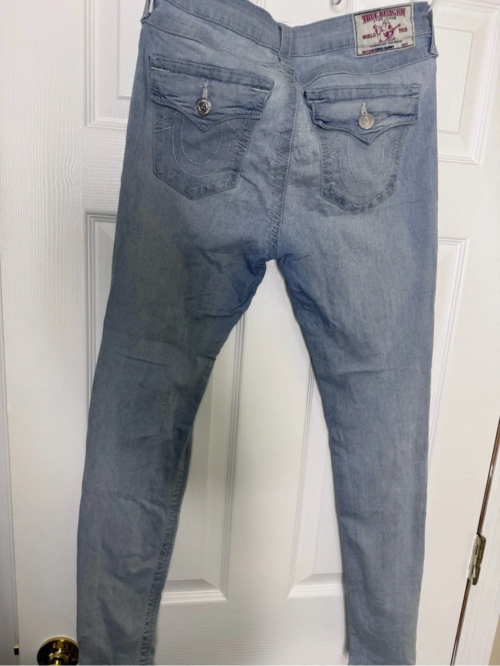 True Religion women Light Blue Distressed Skinny Jeans